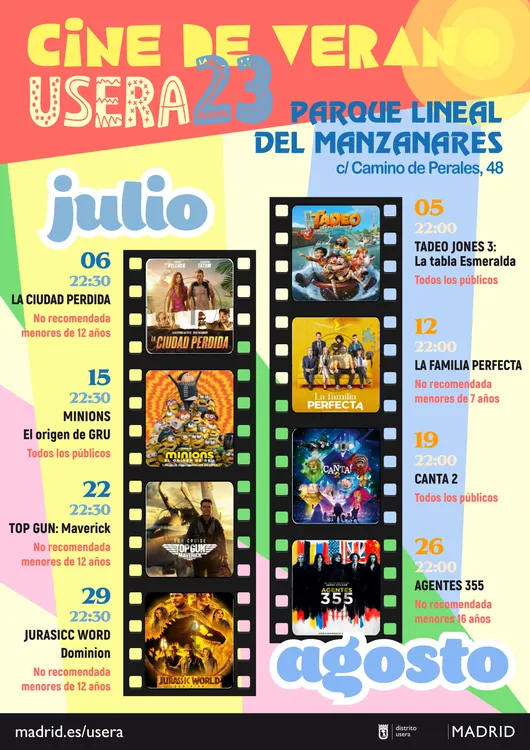 Cartel Cine de Verano Parque Lineal 2023 (baja)