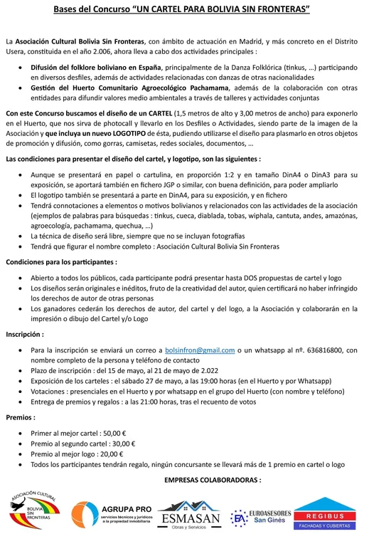PUB Bases del Concurso UN CARTEL PARA BOLIVIA SIN FRONTERAS