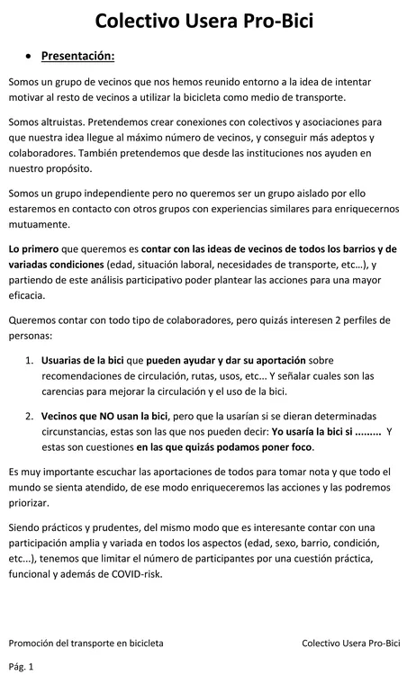 Presentación del Colectivo Usera ProBici V0-3-1