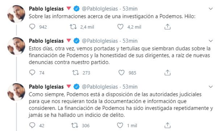 Pablo Igesias jamas se ha probado la financiación ilegal de Podemos