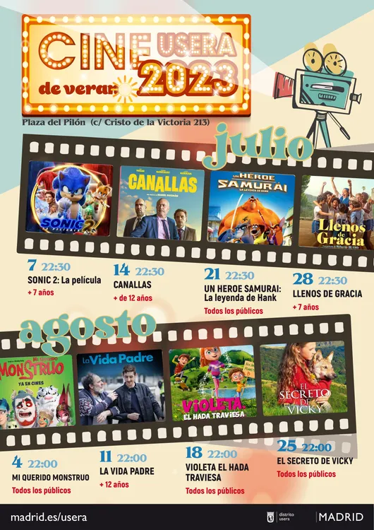 Cartel Cine de Verano Plaza Pilon 2023 (baja)